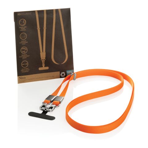 Nivo Crossbody lanyard i RCS återvunnen PET orange | Inget reklamtryck | Inte tillgängligt | Inte tillgängligt