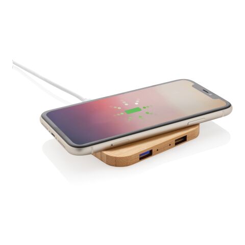 5W trådlös laddare med USB i FSC certifierad bambu brun | Inget reklamtryck | Inte tillgängligt | Inte tillgängligt