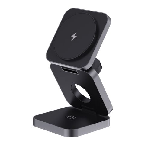 Terra 3 i 1 15W vikbar laddare i RCS återvunnet aluminium grå | Inget reklamtryck | Inte tillgängligt | Inte tillgängligt