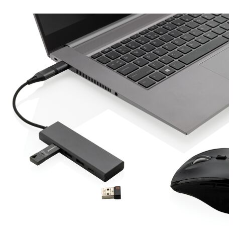 Terra hub med 3 USB portar i RCS återvunnen aluminium grå | Inget reklamtryck | Inte tillgängligt | Inte tillgängligt