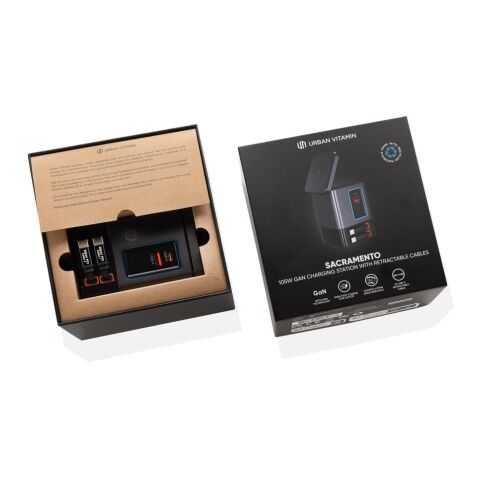 Urban Vitamin Sacramento 105WGAN laddare med utdragbara kabl grå-svart | Inget reklamtryck | Inte tillgängligt | Inte tillgängligt