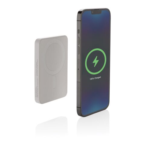 Magnetix 5.000mAh magnetisk powerbank, RCS återvunnen plast vit | Inget reklamtryck | Inte tillgängligt | Inte tillgängligt