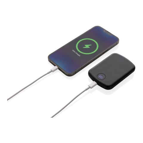 MagBoost 5.000mAh magnetisk powerbank, RCS återvunnen plast svart | Inget reklamtryck | Inte tillgängligt | Inte tillgängligt