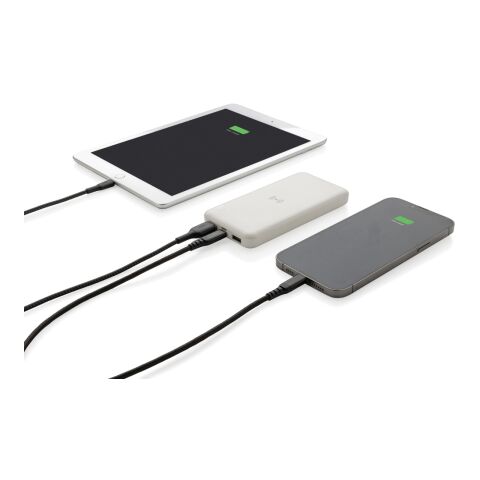 Trådlös powerbank i återvunnen plast, RCS standard vit | Inget reklamtryck | Inte tillgängligt | Inte tillgängligt