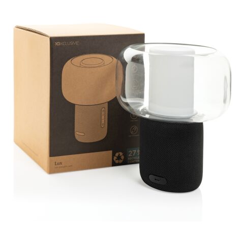 Lux 10 W högtalarlampa i återvunnen plast svart | Inget reklamtryck | Inte tillgängligt | Inte tillgängligt