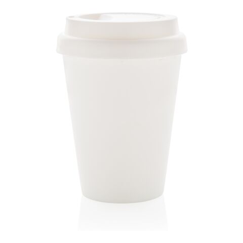 Återanvändningsbar dubbelväggig kaffemugg 300ml vit | Inget reklamtryck | Inte tillgängligt | Inte tillgängligt
