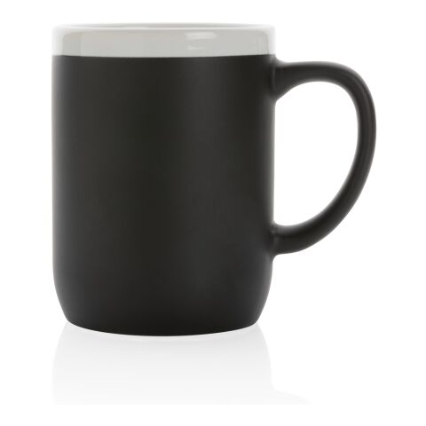 Keramikmugg med vit kant svart-vit