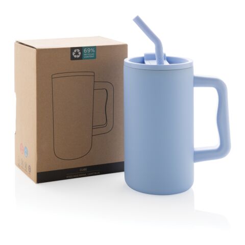 Cube RCS-certifierad kontorsmugg i återvunnet stål 800 ml. ljusblå