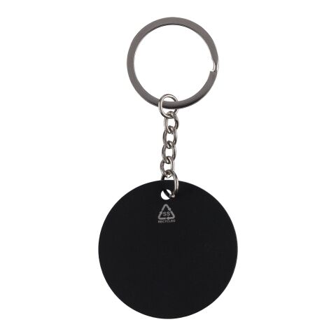 Recycled stainless steel round keychain Risa Svart | Inget reklamtryck