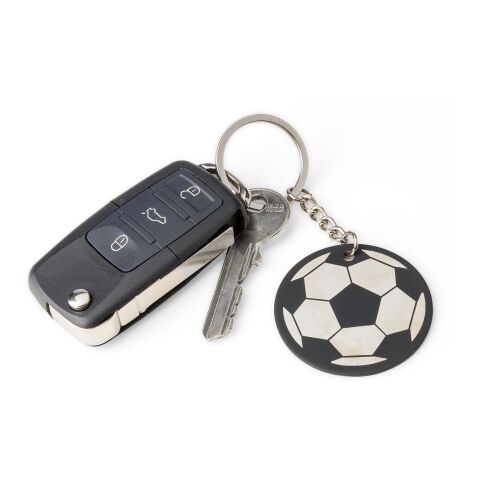 Recycled stainless steel soccer ball keychain Ciro Svart | Inget reklamtryck | Inte tillgängligt | Inte tillgängligt
