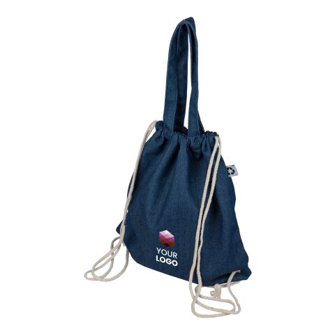 Recycled denim drawstring bag Dex Blå | Inget reklamtryck