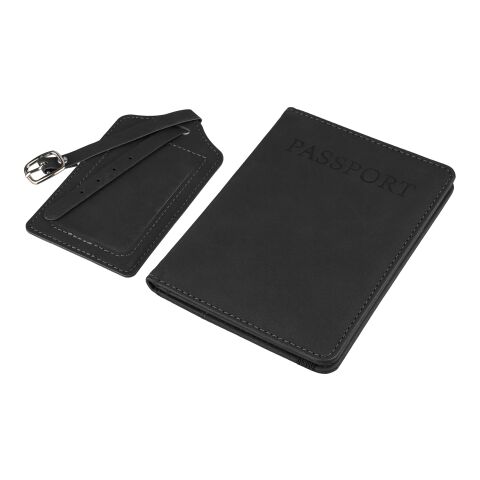 Recycled PU passport holder and luggage label Zani Svart | Inget reklamtryck | Inte tillgängligt | Inte tillgängligt