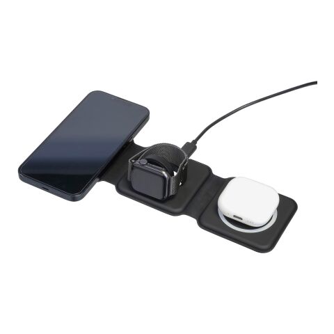 Wireless charger Trigo | Recycled | 3-in-1 Svart