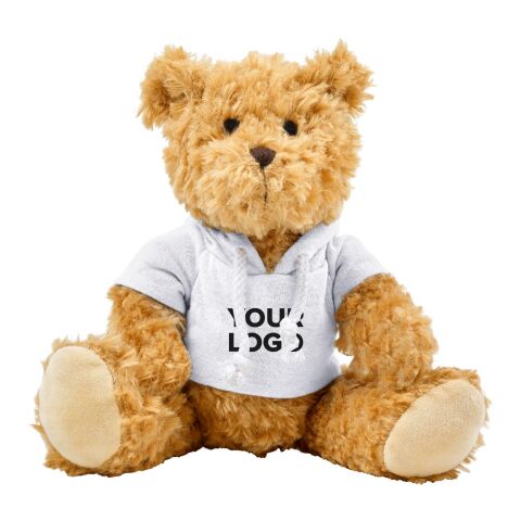 Plyschfigyr teddybjörn med luvtröja Vit