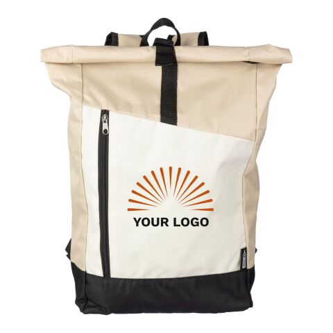 rPET (600D) roll-top backpack Marlene beige