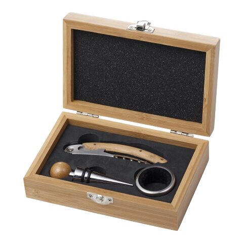 Vin-set i rostfritt stål och bambu Brun | Inget reklamtryck | Inte tillgängligt | Inte tillgängligt