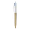 BIC® 4 Colours Wood Style vit-beige | 1-färgat Skärmtryck | Pennkropp-Höger klips | 30.00 mm x 43.00 mm