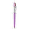 BIC® 4 Colours Fashion kulpenna vit-Purple pastel | 1-färgat Skärmtryck | Pennkropp-Klips centrerad | 30.00 mm x 43.00 mm