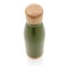 Vakuum stainless steel flaska med kork och botten i bambu grön | Inget reklamtryck | Inte tillgängligt | Inte tillgängligt