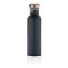 Modern stainless steel flaska med bambulock blå