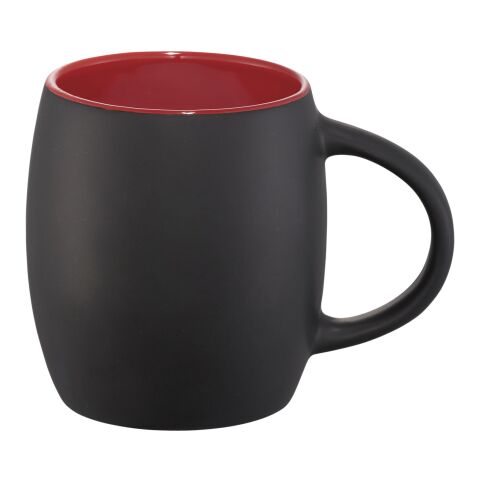 Hearth keramisk mugg med trä lock/fat Svart-Röd