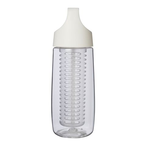 HydroFruit 700 ml sportflaska av återvunnen plast och uppfällbart lock och fruktkolv Standard | vit | 1-färgat Tampongtryck | front | 30 mm x 70 mm