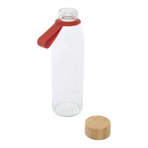 Porto 500 ml vattenflaska av glas med silikonhandtag och bambulock  Brick