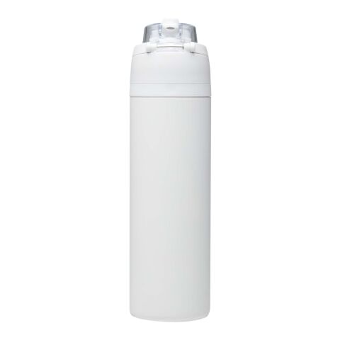 Theron 800 ml RCS-vattenflaska i återvunnet rostfritt stål med enkelvägg och lock med dubbla funktioner samt utfällbart sugrö vit