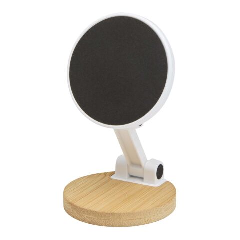 Alcor vikbart magnetiskt telefonställ av återvunnen plast med detaljer i bambu Standard | Vit | Inget reklamtryck | Inte tillgängligt | Inte tillgängligt