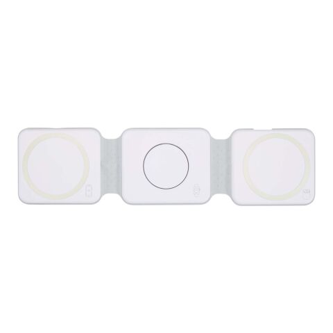 Armus 3-i-1 vikbar trådlös laddare på 15 W av återvunnen plast Standard | Vit | Inget reklamtryck | Inte tillgängligt | Inte tillgängligt