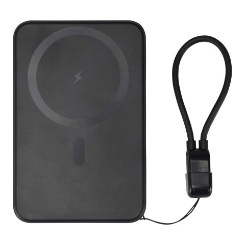 SMART 5000 mAh magnetisk powerbank av återvunnen plast med nyckelband Svart / Blå