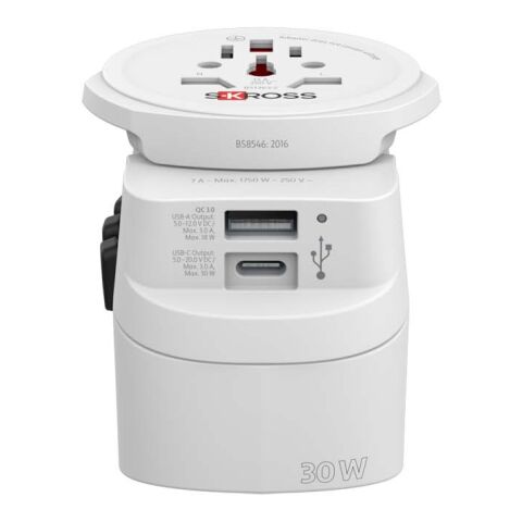 SKROSS® PRO Light USB AC30PD världsadapter vit