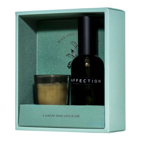 Wellmark gåvoset med 100 ml rumsdoft och 70 ml Tender Affection-ljus Green flash