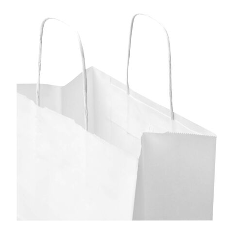 Kraft papperspåse 80–90 g/m2 med tvinnade handtag– 25 x 15 x 32 cm Vit | Inget reklamtryck | Inte tillgängligt | Inte tillgängligt