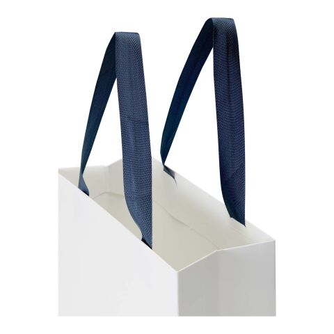 Smartfold 230 g/m² papperspåse med satinhandtag och glansig laminering – 24 x 10 x 24 cm Blå