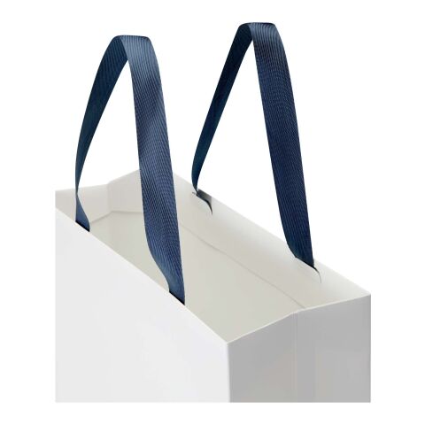 Smartfold 230 g/m² papperspåse med satinhandtag och glansig laminering – 31 x 12 x 39 cm Blå