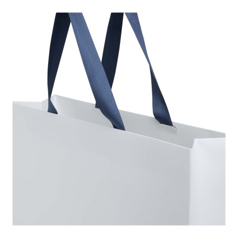 Smartfold 230 g/m² papperspåse med satinhandtag och glansig laminering – 42 x 12 x 35 cm Blå