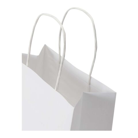 Papperspåse i kraftpapper 120 g/m² med tvinnade handtag – 18 x 9 x 23 cm vit