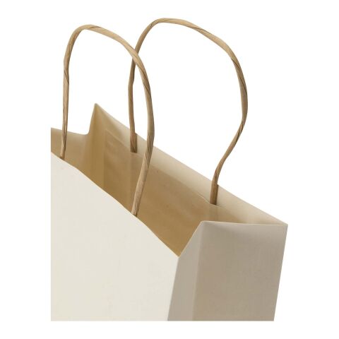Papperspåse 150 g/m² av jordbruksavfall med tvinnade handtag – 18 x 9 x 23 cm Elfenbensvit