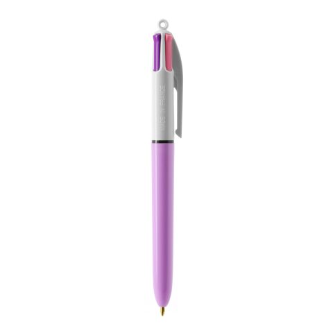 BIC® 4 Colours Fashion kulpenna vit-Purple pastel | 1-färgat Skärmtryck | Pennkropp-Klips centrerad | 30.00 mm x 43.00 mm