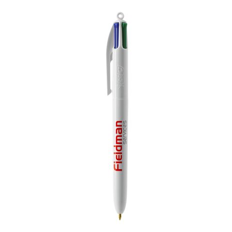 BIC® 4 Colours kulpenna Vit | 1-färgat Skärmtryck | Pennkropp-höger klips | 30.00 mm x 43.00 mm