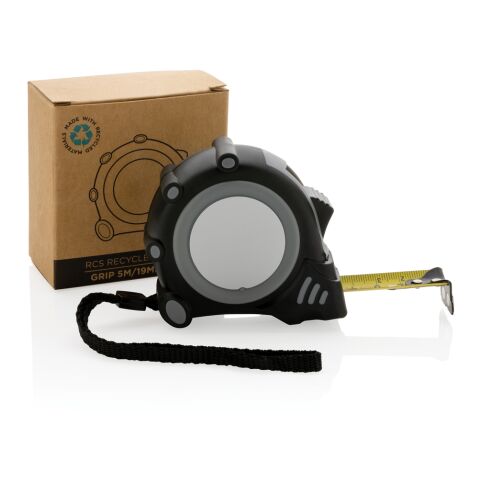 RCS återvunnen plast Grip 5M/19mm måttband grå-svart | Inget reklamtryck | Inte tillgängligt | Inte tillgängligt