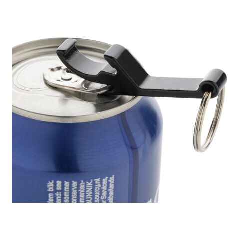 Flask- och konservöppnare i RCS återvunnet aluminium svart | Inget reklamtryck | Inte tillgängligt | Inte tillgängligt