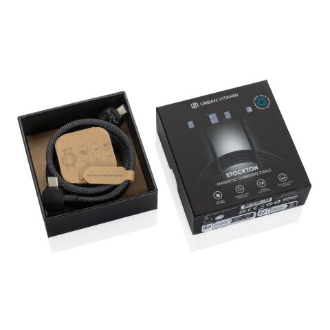 Urban Vitamin Stockton 65W återvunnen magnetkabel i rTPE/PET svart | Inget reklamtryck | Inte tillgängligt | Inte tillgängligt