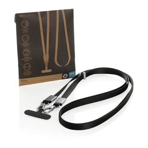 Nivo Crossbody lanyard i RCS återvunnen PET svart | Inget reklamtryck | Inte tillgängligt | Inte tillgängligt