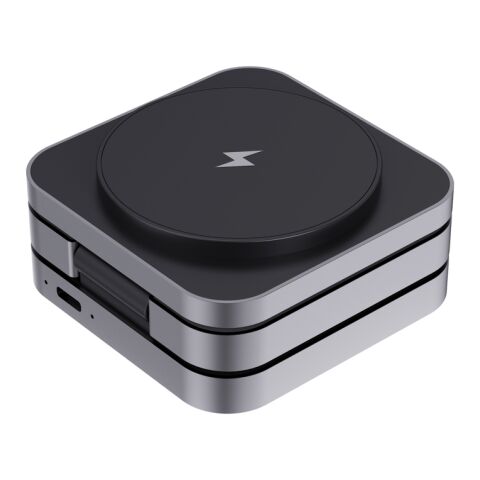 Terra 3 i 1 15W vikbar laddare i RCS återvunnet aluminium grå | Inget reklamtryck | Inte tillgängligt | Inte tillgängligt