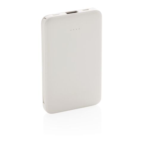 5.000 mAh powerbank i fickformat med integrerade kablar vit | Inget reklamtryck | Inte tillgängligt | Inte tillgängligt