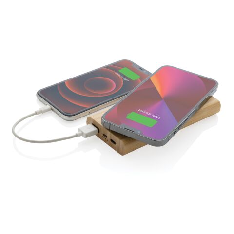 8.000 mAh, 5W trådlös powerbank i FSC®certifierad bambu brun | Inget reklamtryck | Inte tillgängligt | Inte tillgängligt
