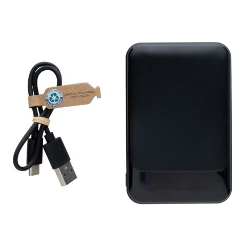 5.000 mAh powerbank i RCS återvunnen plast svart | Inget reklamtryck | Inte tillgängligt | Inte tillgängligt