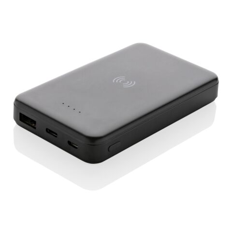 5.000 mAh trådlös powerbank i RCS återvunnen plast svart | Inget reklamtryck | Inte tillgängligt | Inte tillgängligt